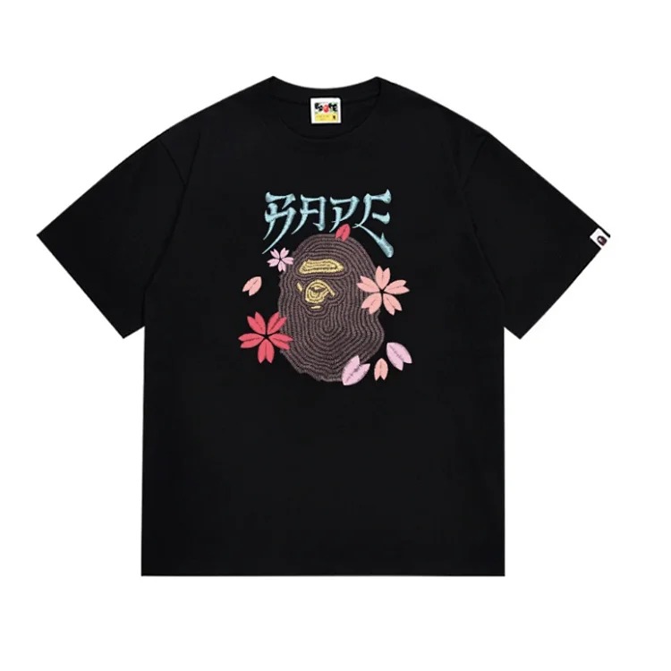 Ape head little monkey camouflage men's and women's short-sleeved round neck T-shirt for men