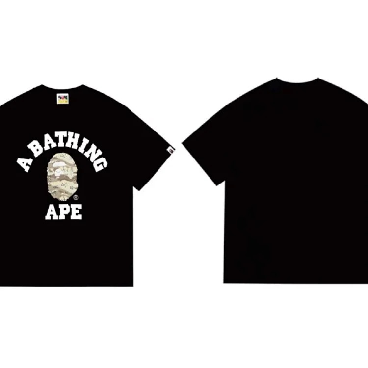 Ape head little monkey camouflage men's and women's short-sleeved round neck T-shirt for men