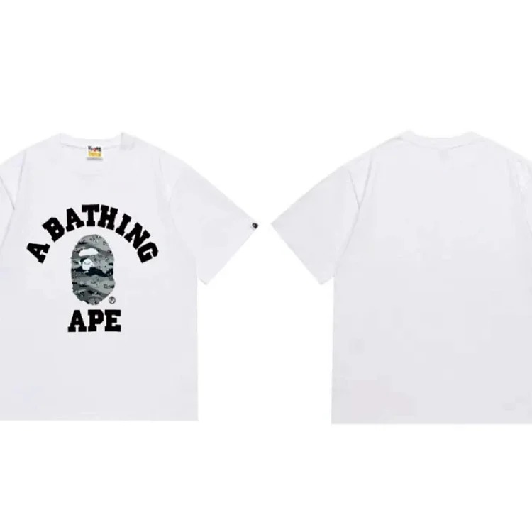Ape head little monkey camouflage men's and women's short-sleeved round neck T-shirt for men