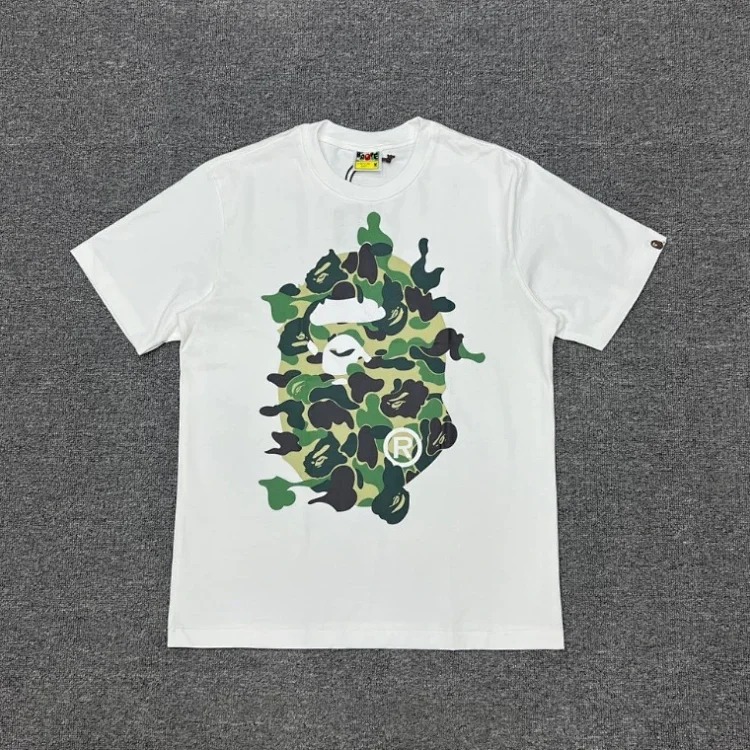 Ape head little monkey camouflage men's and women's short-sleeved round neck T-shirt for men