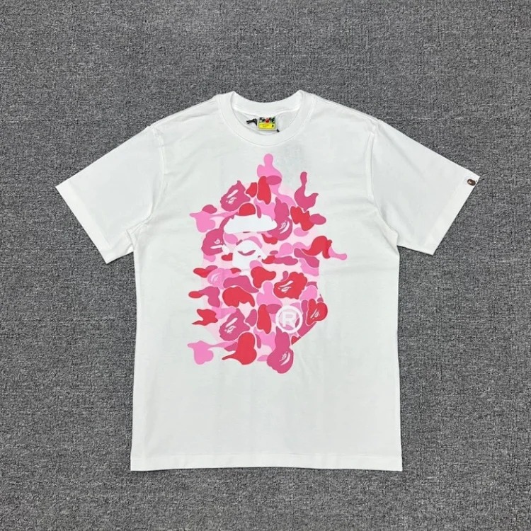 Ape head little monkey camouflage men's and women's short-sleeved round neck T-shirt for men