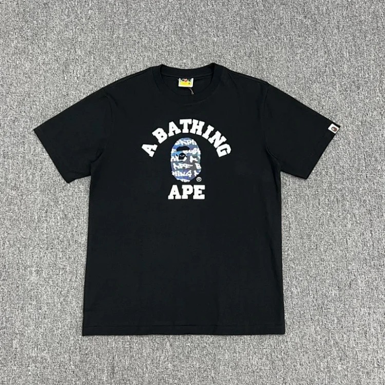 Ape head little monkey camouflage men's and women's short-sleeved round neck T-shirt for men