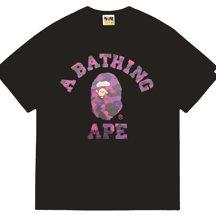 Ape head little monkey camouflage men's and women's short-sleeved round neck T-shirt for men
