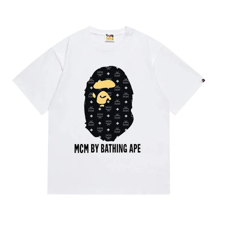 Ape head little monkey camouflage men's and women's short-sleeved round neck T-shirt for men