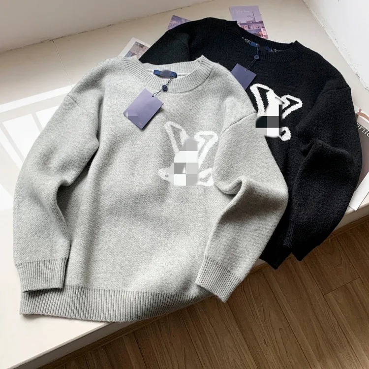 Round neck loose sweater pullover jacquard letters
