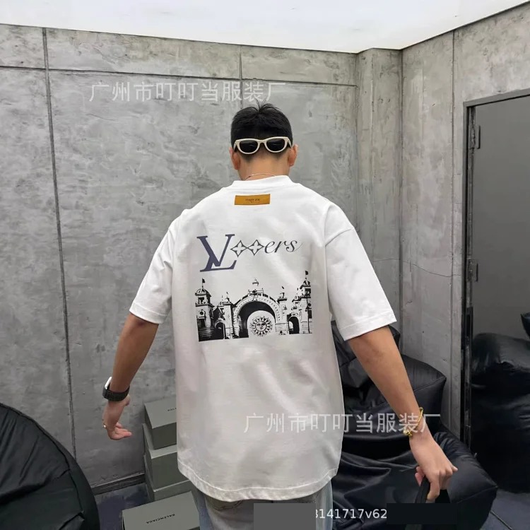 Cross-border trendy brand high version short-sleeved 25 summer new letter print graffiti men and women same style couple T-shirt