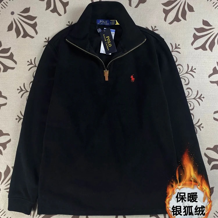 Half-zip loose sweatshirt men's polo couple sweatshirt women's retro long-sleeved lapel