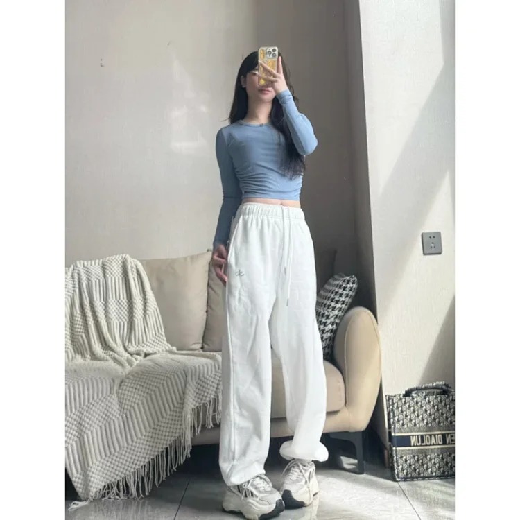 Yoga sweatpants, wide leg pants, drawstring trousers, loose and casual image 4