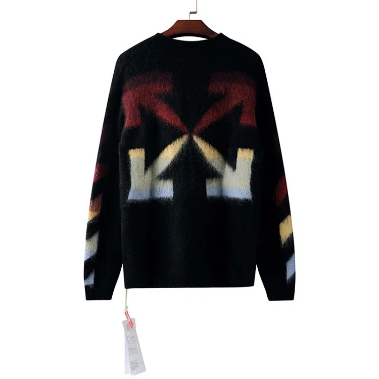 Trendy brand gradient arrow mohair sweater wool couple outfit