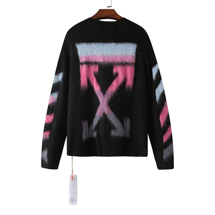 Trendy brand gradient arrow mohair sweater wool couple outfit