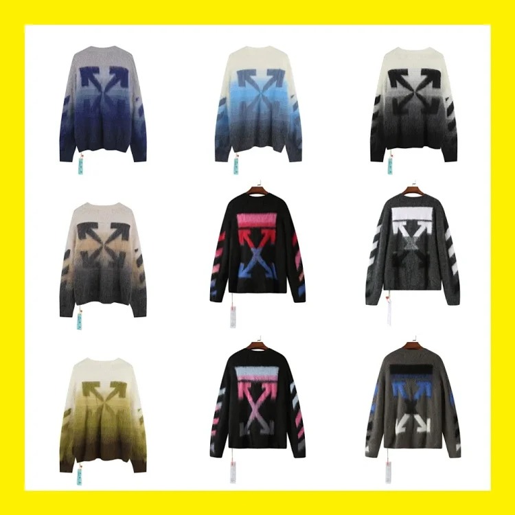 Trendy brand gradient arrow mohair sweater wool couple outfit