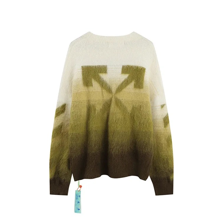 Trendy brand gradient arrow mohair sweater wool couple outfit