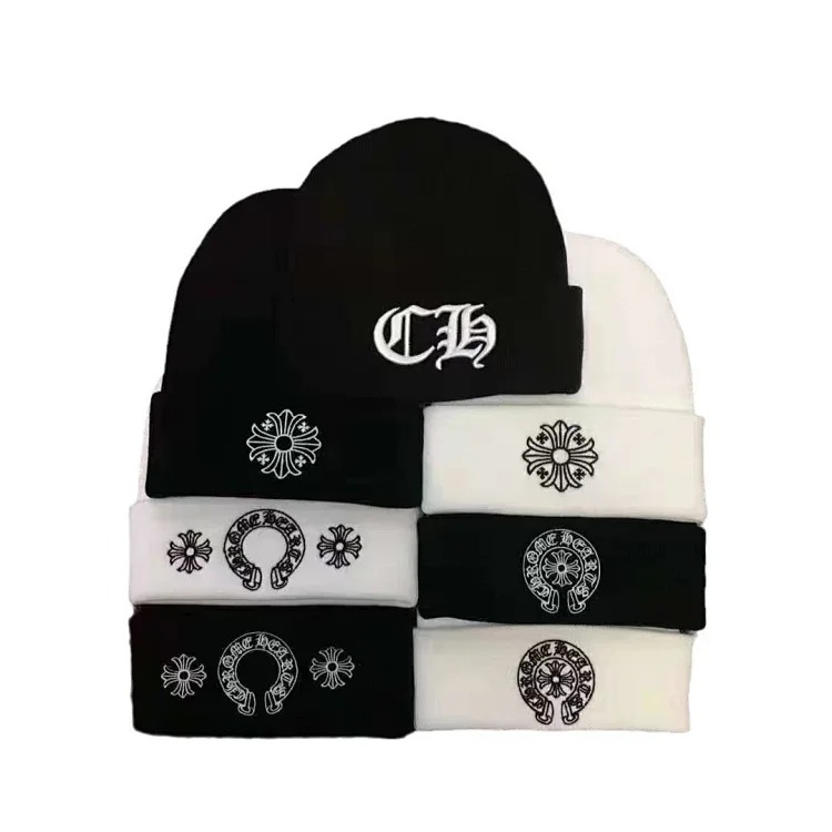 Knitted hats Sanskrit printed woolen hats embroidered hats for men and women