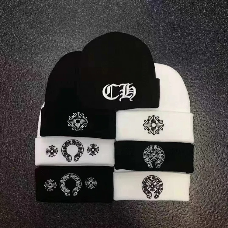 Knitted hats Sanskrit printed woolen hats embroidered hats for men and women