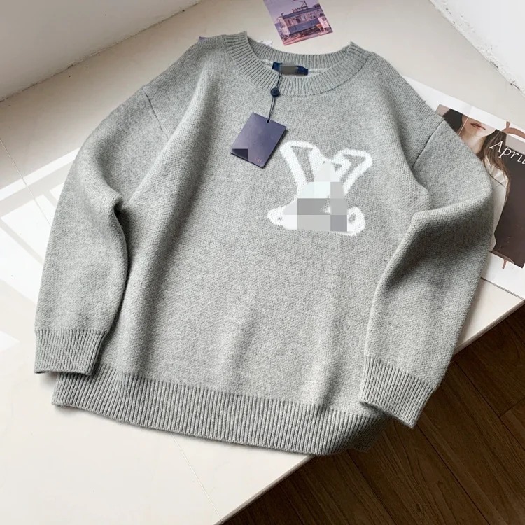 Round neck loose sweater pullover jacquard letters