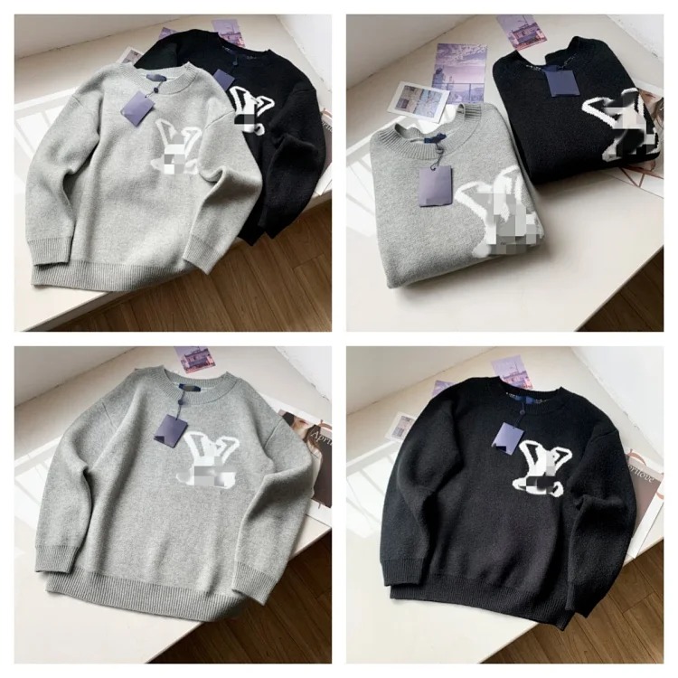 Round neck loose sweater pullover jacquard letters