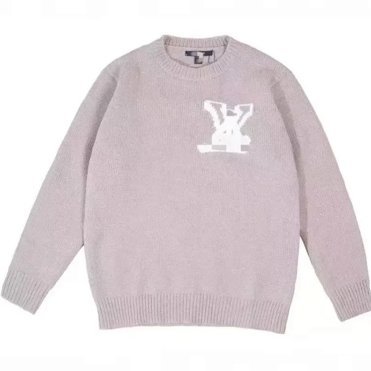 Round neck loose sweater pullover jacquard letters