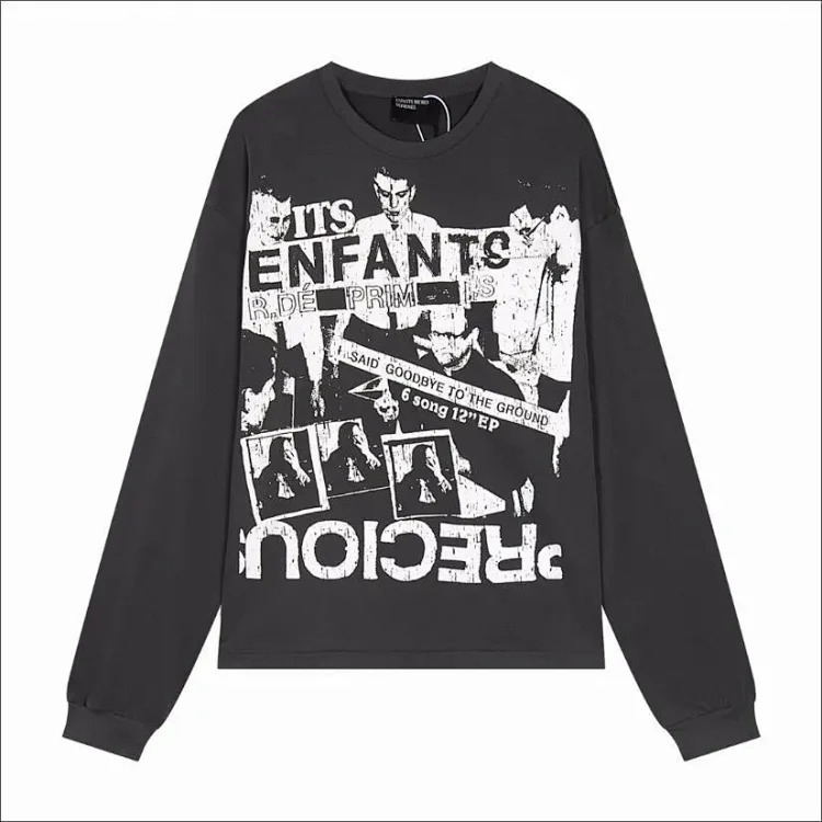 ERD Melancholy Rich Second Generation Washed and Distressed Letter Printed Hooded Sweatshirt