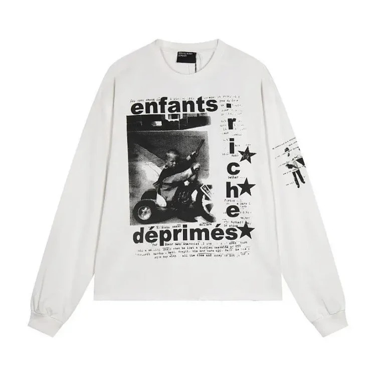 ERD Melancholy Rich Second Generation Washed and Distressed Letter Printed Hooded Sweatshirt