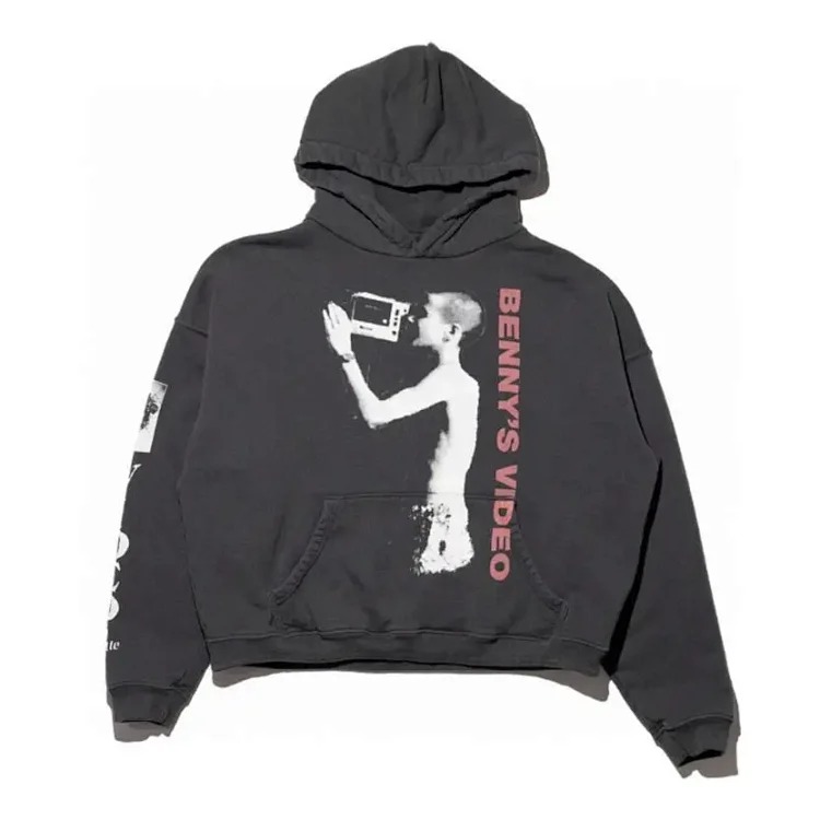 ERD Melancholy Rich Second Generation Washed and Distressed Letter Printed Hooded Sweatshirt