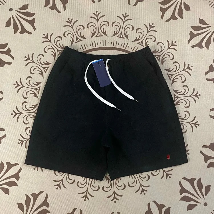 RL pony label pure cotton zipper summer loose wide-leg pants casual breathable elastic waist shorts
