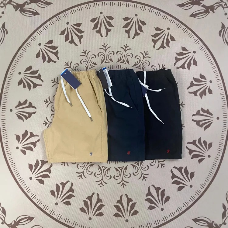 RL pony label pure cotton zipper summer loose wide-leg pants casual breathable elastic waist shorts