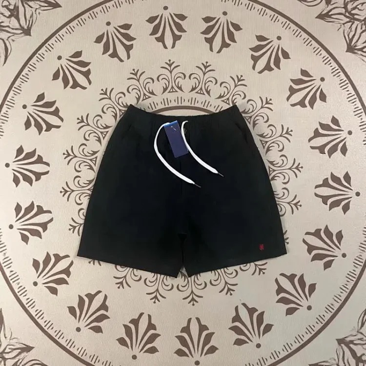 RL pony label pure cotton zipper summer loose wide-leg pants casual breathable elastic waist shorts