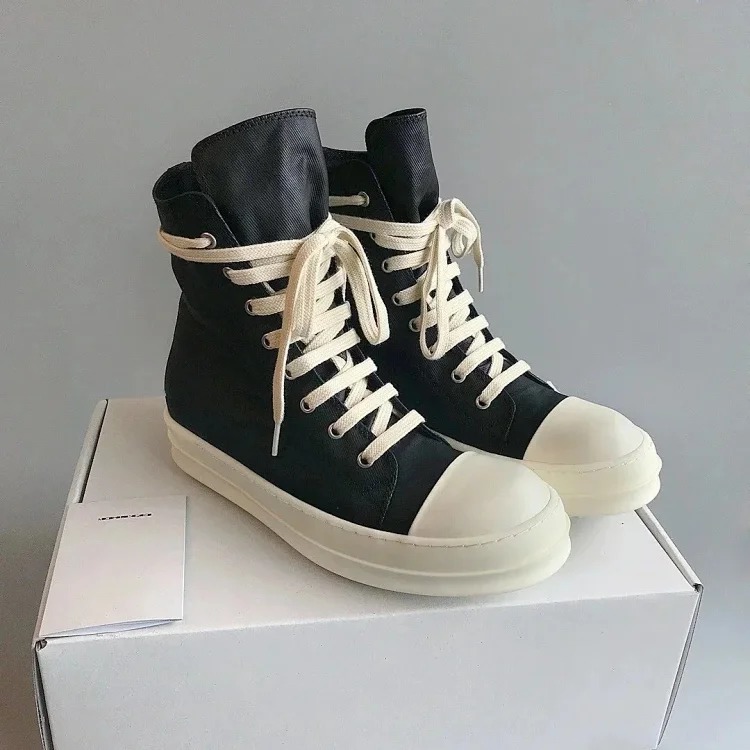 Rick Owens RO double line DRKSHDW old wax cloth High Top Sneakers