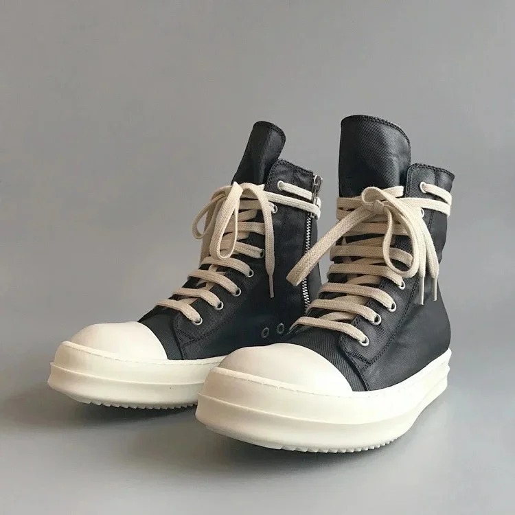 Rick Owens RO double line DRKSHDW old wax cloth High Top Sneakers image 2