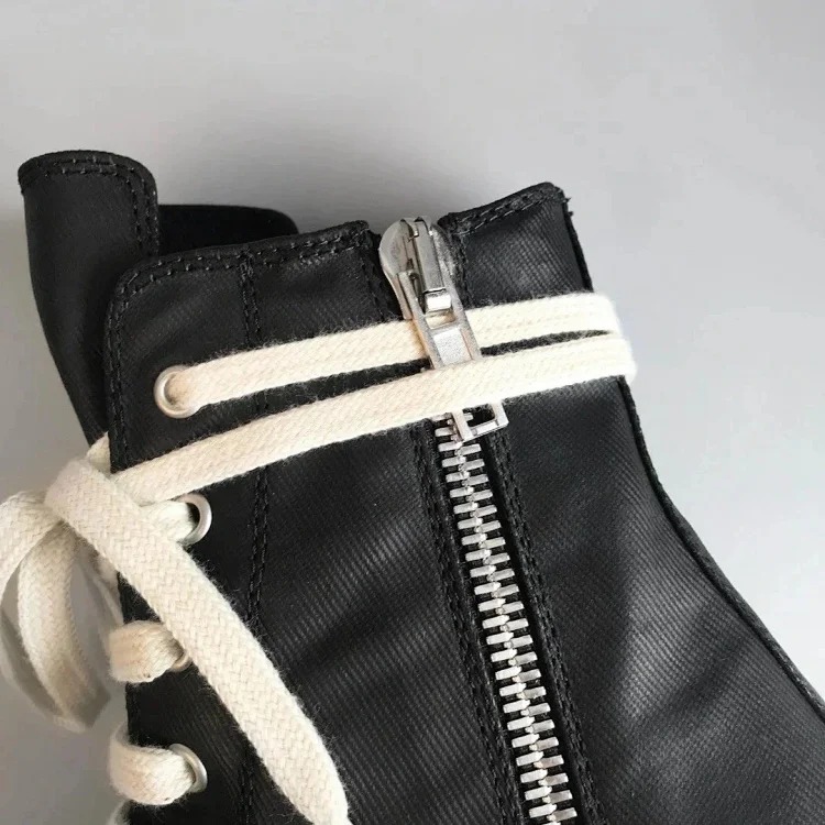 Rick Owens RO double line DRKSHDW old wax cloth High Top Sneakers image 7