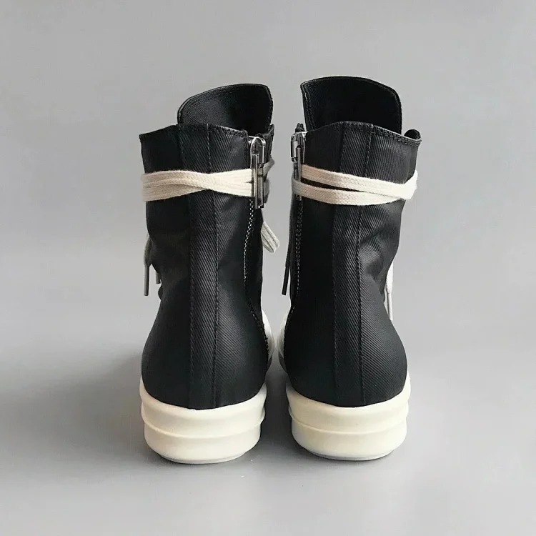 Rick Owens RO double line DRKSHDW old wax cloth High Top Sneakers image 8