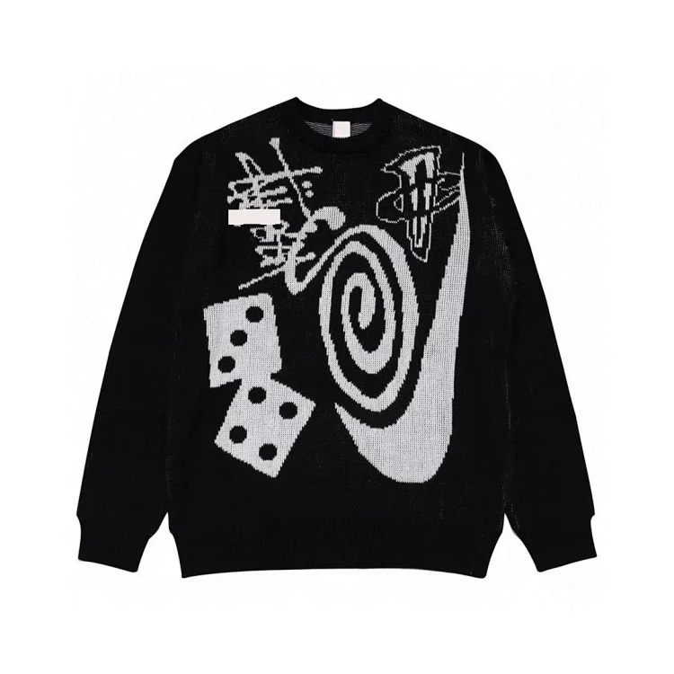S letter series mosquito repellent jacquard logo solid color crew neck sweater