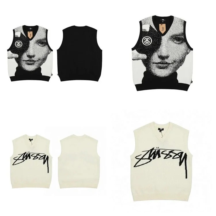 S letter series mosquito repellent jacquard logo solid color crew neck sweater