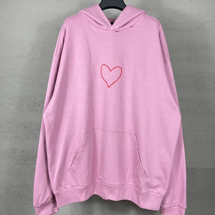 B Tower LOGO printed worn distressed OS loose hooded sweatshirt image 4