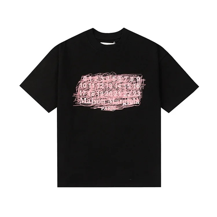 Majia letter embroidery printed short-sleeved T-shirt high street trendy brand for men and women
