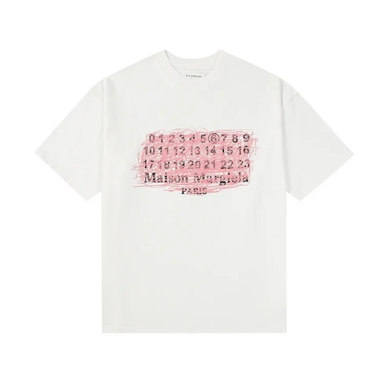 Majia letter embroidery printed short-sleeved T-shirt high street trendy brand for men and women