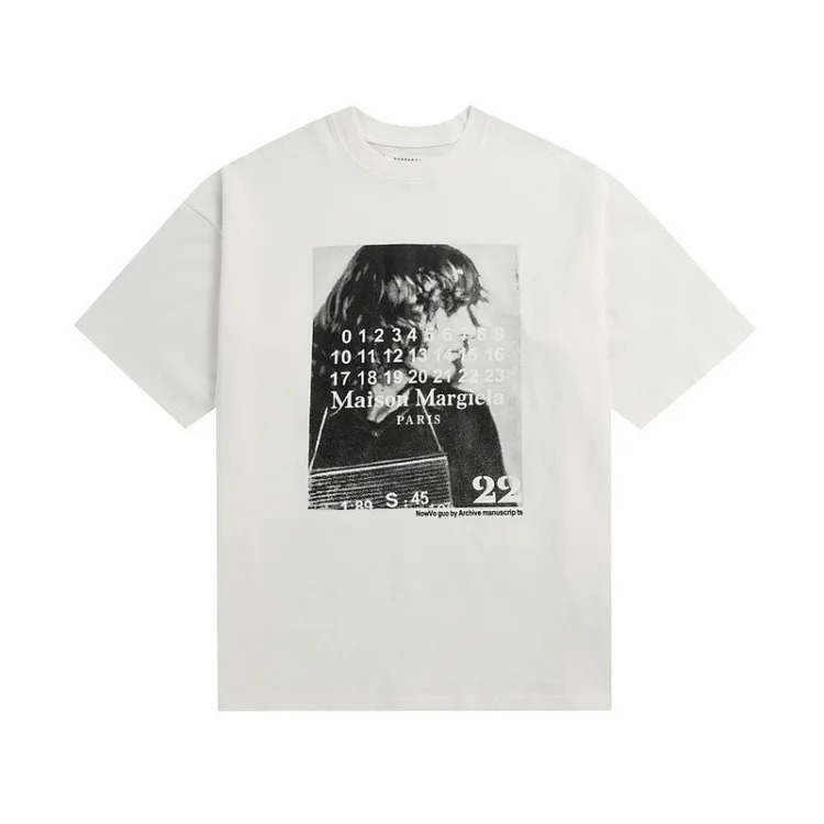 Majia letter embroidery printed short-sleeved T-shirt high street trendy brand for men and women