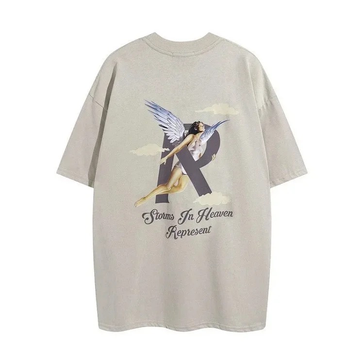 Angel Print Casual Sports Shorts Round Neck Short Sleeve T-Shirt image 5