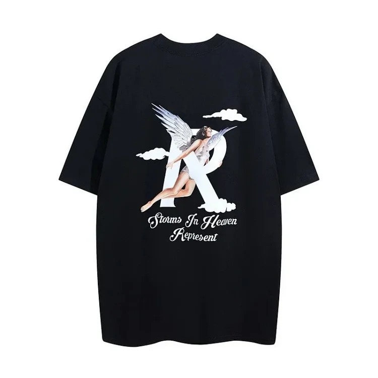 Angel Print Casual Sports Shorts Round Neck Short Sleeve T-Shirt image 6