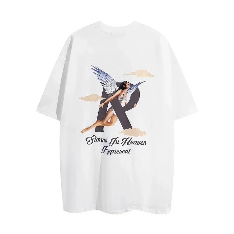 Angel Print Casual Sports Shorts Round Neck Short Sleeve T-Shirt image 8