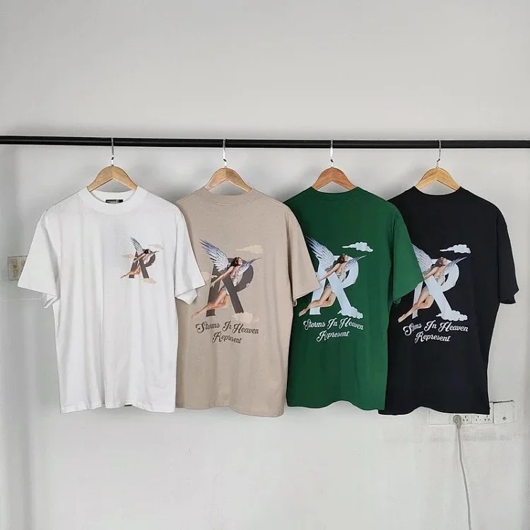 Angel Print Casual Sports Shorts Round Neck Short Sleeve T-Shirt image 9