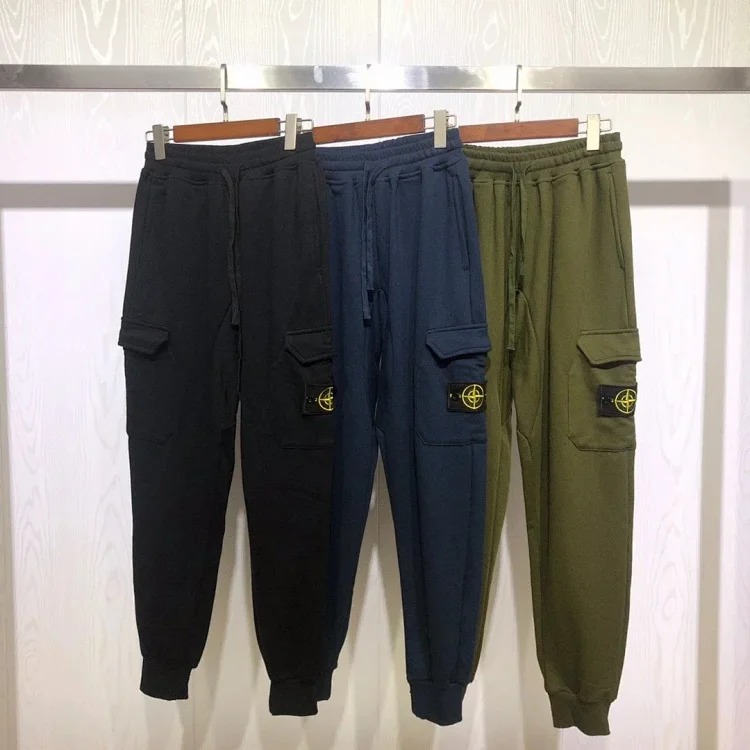 Cross-border Stone Island 2024fw men's tapered cotton sweatpants autumn and winter overalls sweatpants black