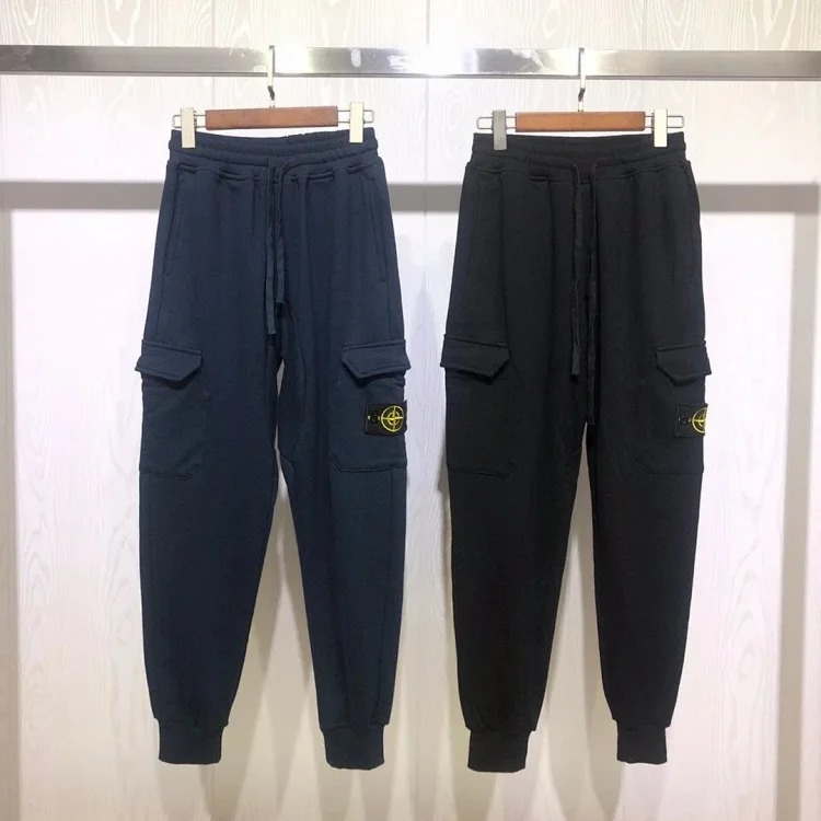 Cross-border Stone Island 2024fw men's tapered cotton sweatpants autumn and winter overalls sweatpants black