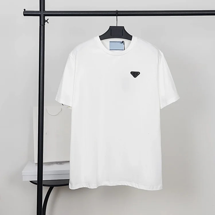 Prada Metal triangle logo series style P short-sleeved T-shirts for men and women