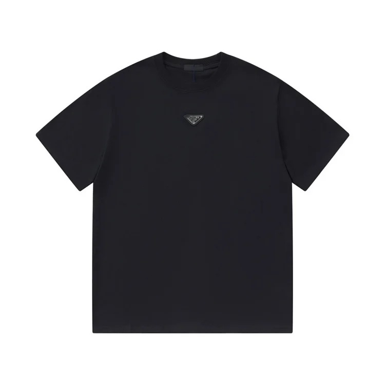 Prada Metal triangle logo series style P short-sleeved T-shirts for men and women