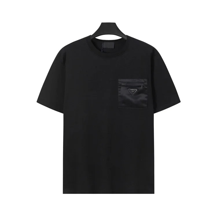Prada Metal triangle logo series style P short-sleeved T-shirts for men and women