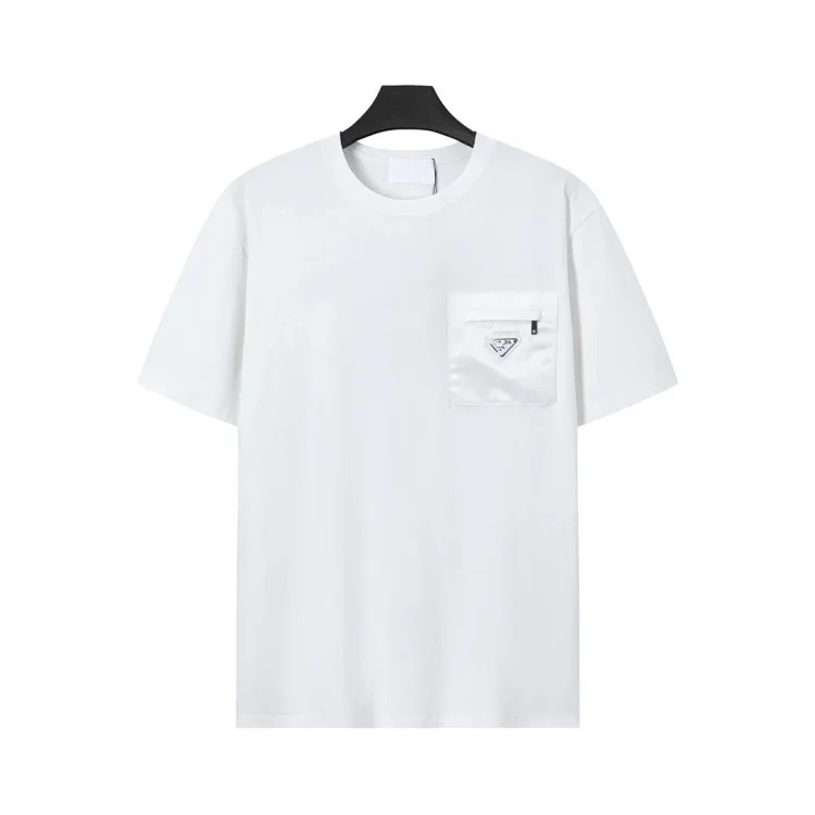 Prada Metal triangle logo series style P short-sleeved T-shirts for men and women