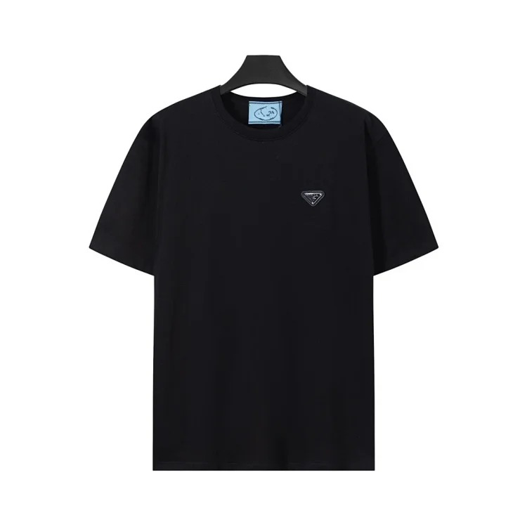 Prada Metal triangle logo series style P short-sleeved T-shirts for men and women