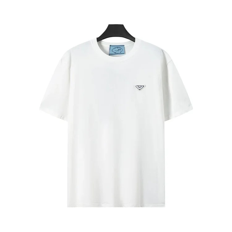 Prada Metal triangle logo series style P short-sleeved T-shirts for men and women