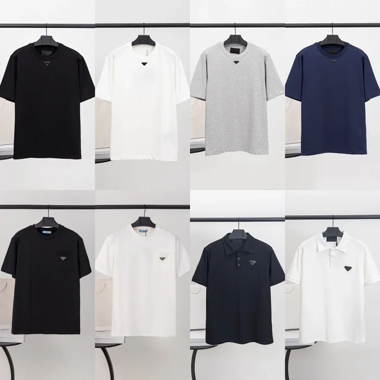 Prada Metal triangle logo series style P short-sleeved T-shirts for men and women